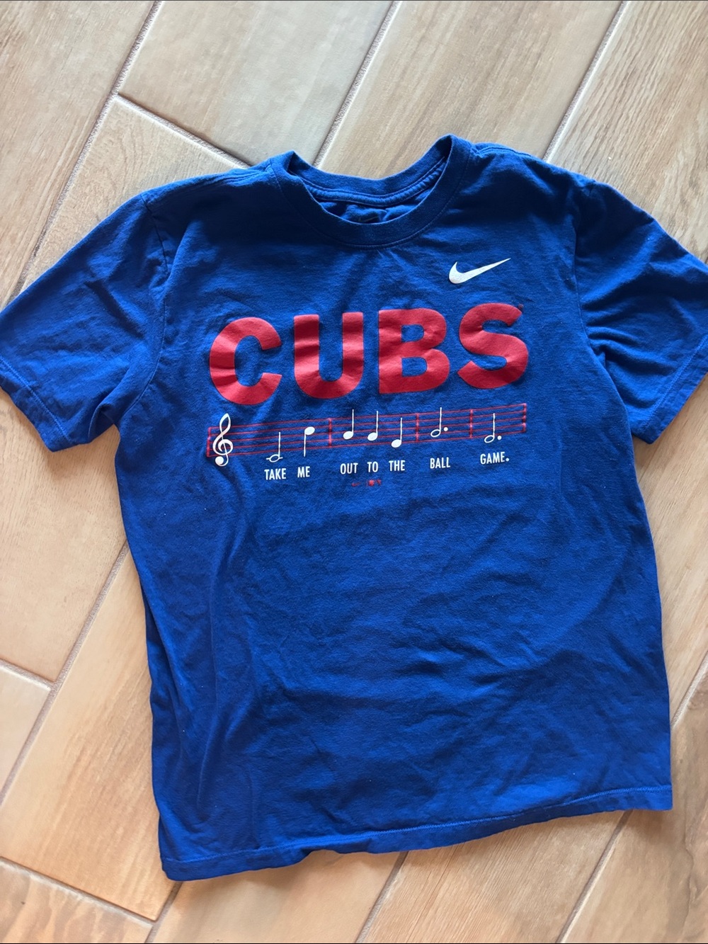 Nike Blue CUBS Graphic Tee with Red Lettering size medium